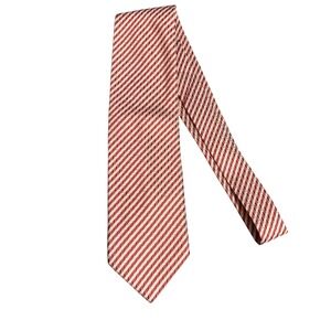 Ermenegildo Zegna Silk Tie Red White Stripe Diagonal Luxury Formal Business